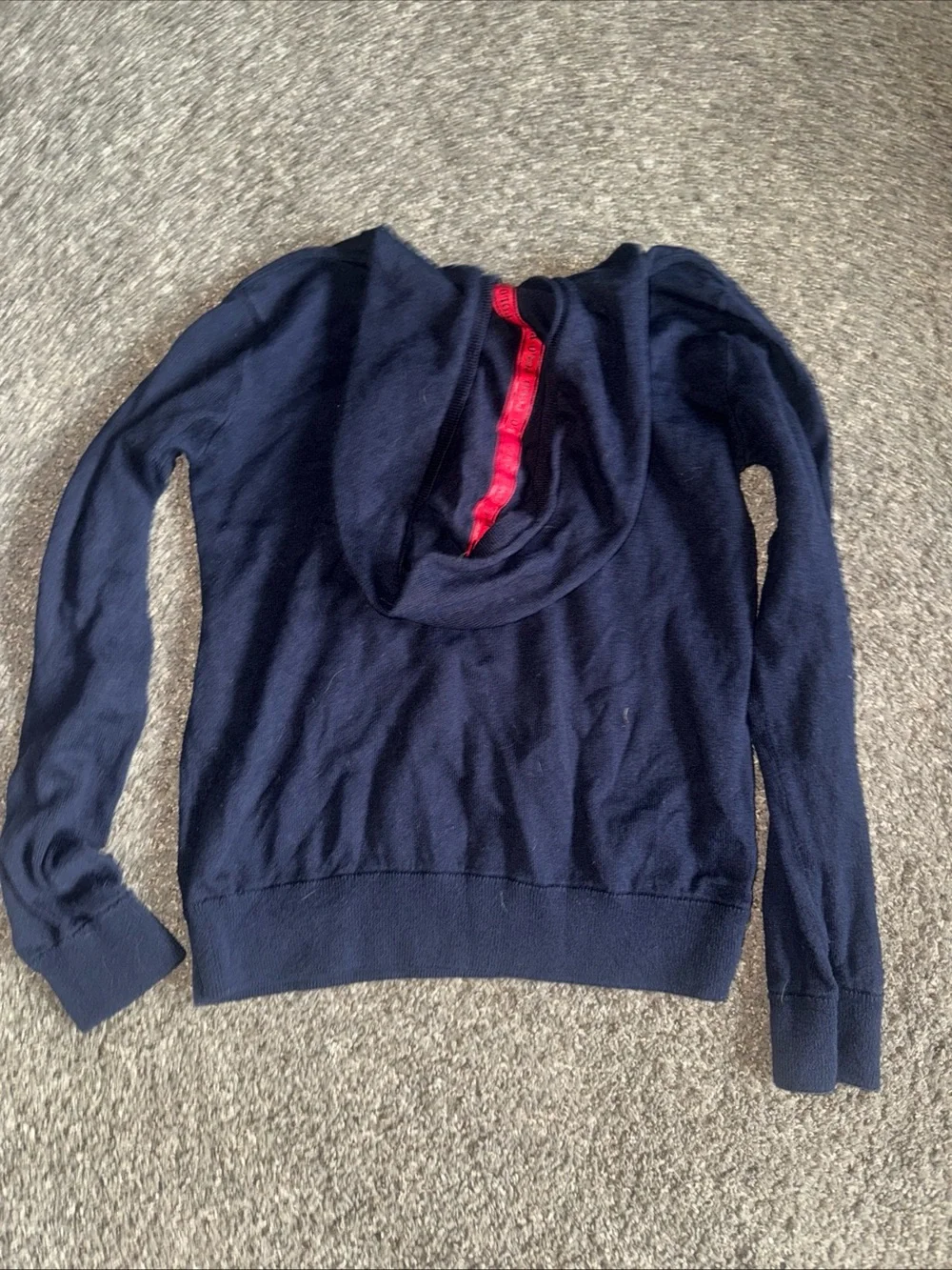 Ralph Lauren Navy Hoodie with Red Trim and Flag Motif